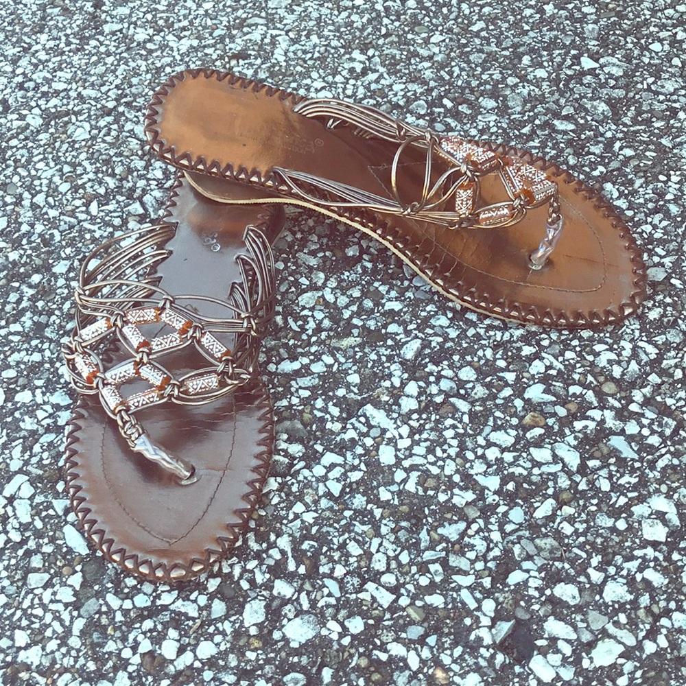 ❤️Metallic Beaded Flip Flops by Lena Luisa